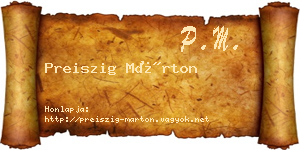 Preiszig Márton névjegykártya